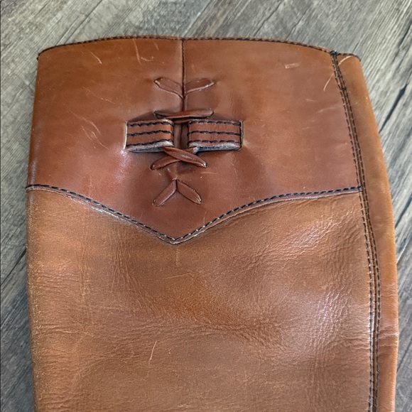 Vintage Tan Leather Heeled Boots Size 7.5 M - Picture 2 of 8